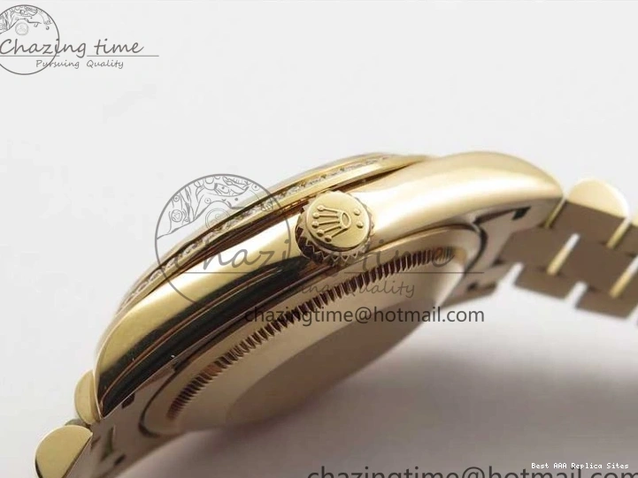 AAA Replica Watches on President A 2689 BP White ComfortFit Crystal Crystal Marker MOP RG Best Edition 128235 Dial Day-Date Bracelet RG 36mm 1218